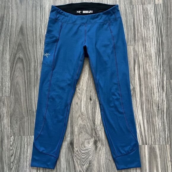 Arcteryx Sunara 7/8 Athletic Leggings Odyssea Blue Size Small Base Layer Hiking - Picture 1 of 4